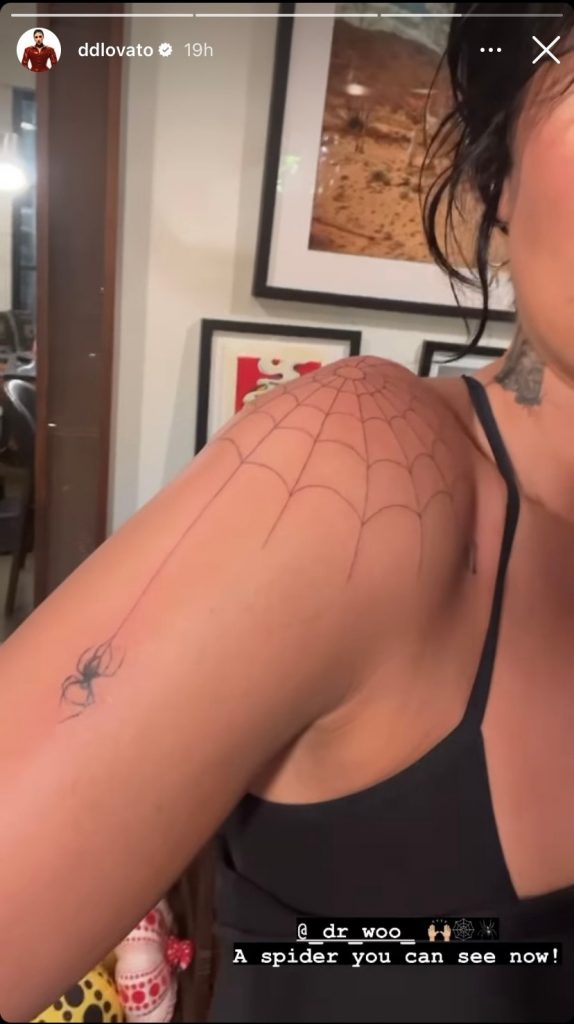 Demi Lovato Got Another Spiderweb Tattoo on Their Shoulder