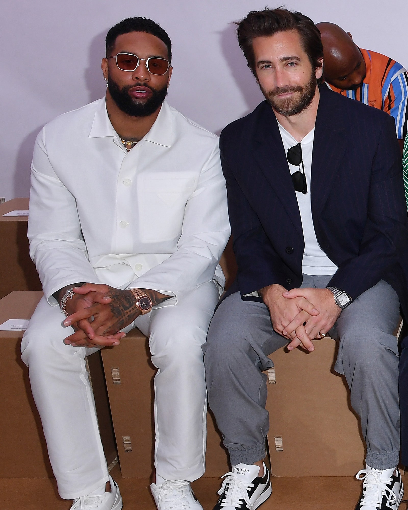 Odell Beckham Jr Jake Gyllenhaal attend Prada SpringSummer 2023 Menswear Fashion Show