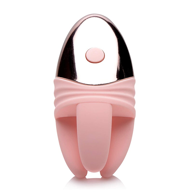 The light pink Lynx The Tease Clitoral Stimulator on a white background