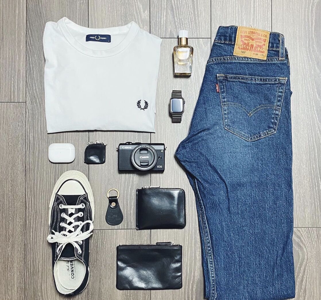 Flat lay of mens items