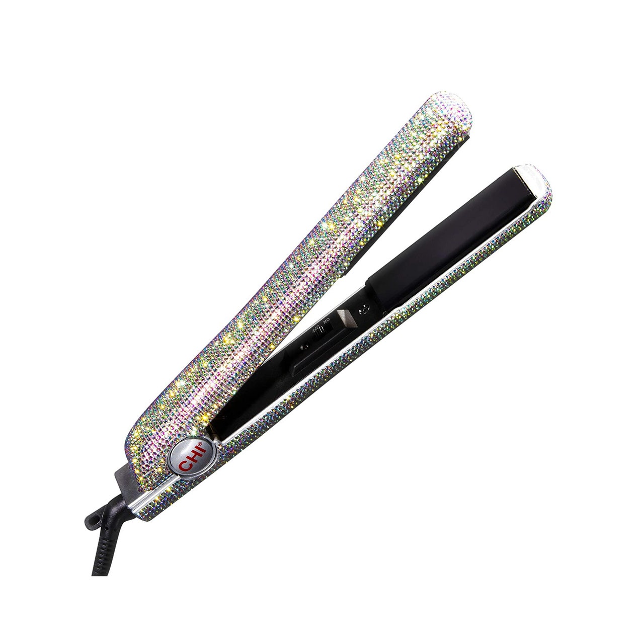 CHI The Sparkler 1" Lava Ceramic Hairstyling Iron rhinestone covered flat iron on white background