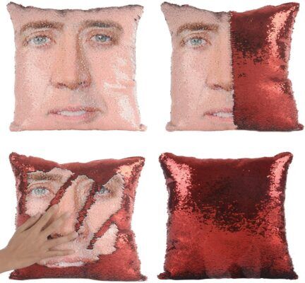 Merrycolor Sequined Nicolas Cage Pillow