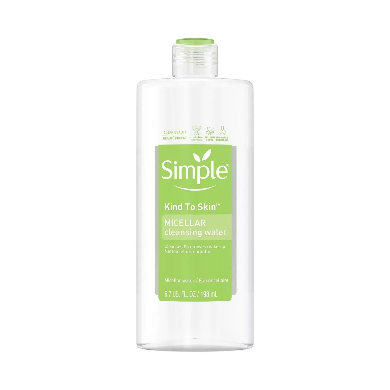 Simple Micellar Cleansing Water on white background