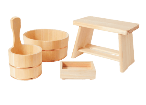 Japan Best Hinoki Wood and Copper Bathroom Set