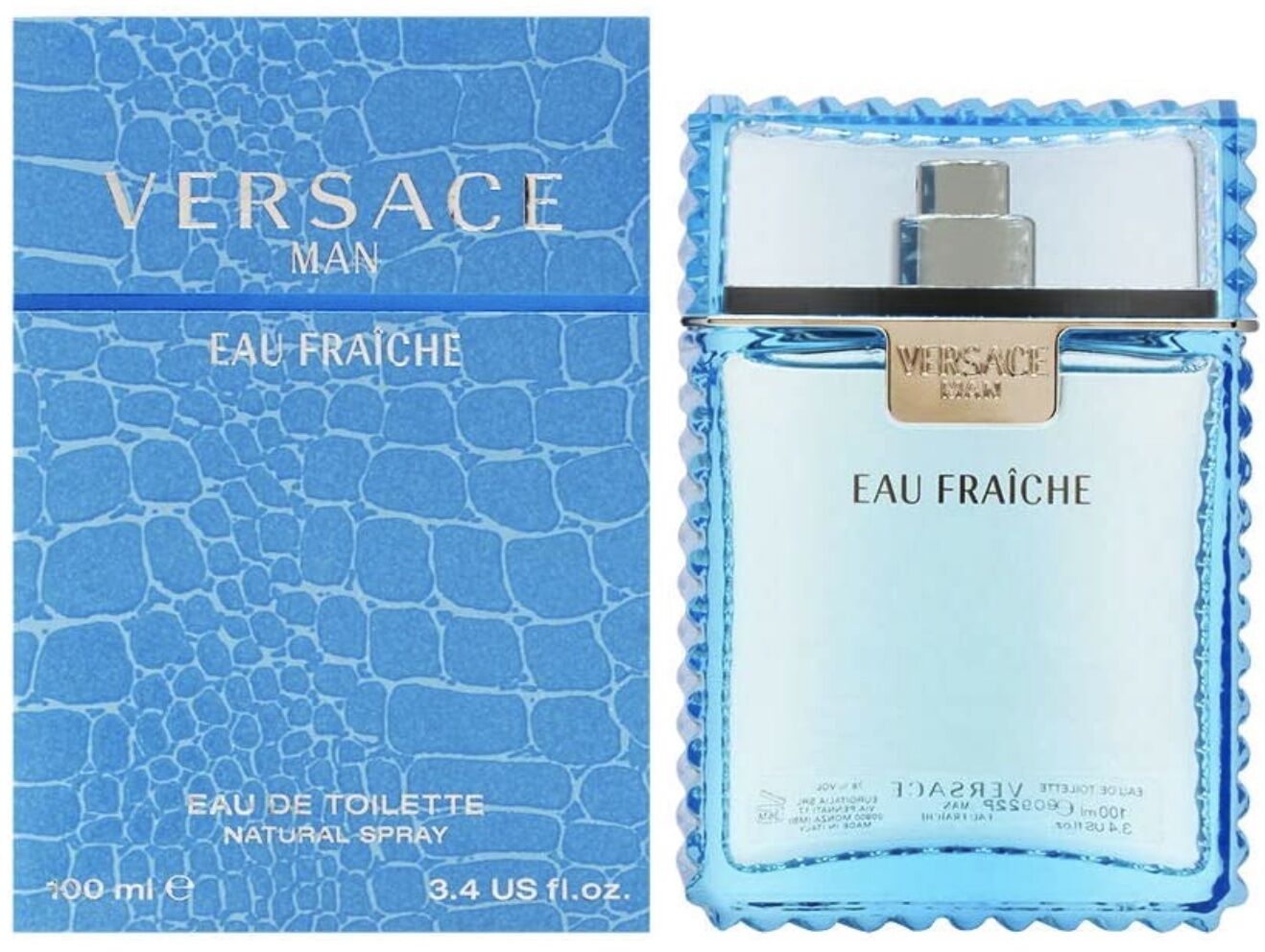 bottle and box of Versace Man Eau Fraiche