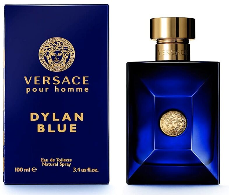 Bottle and box of Dylan Blue Versace Cologne