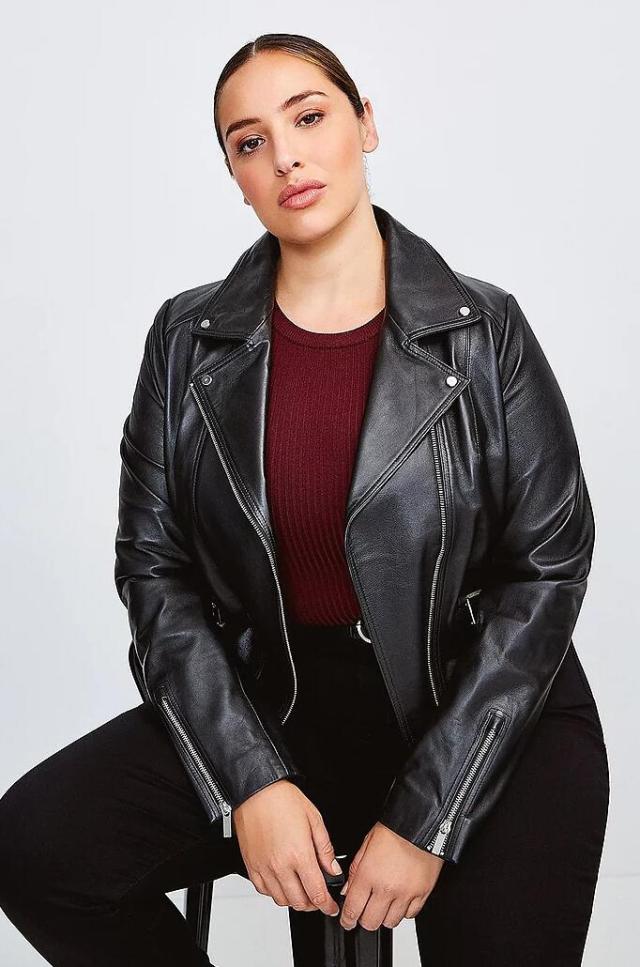 Black Plus-Size Leather Jacket