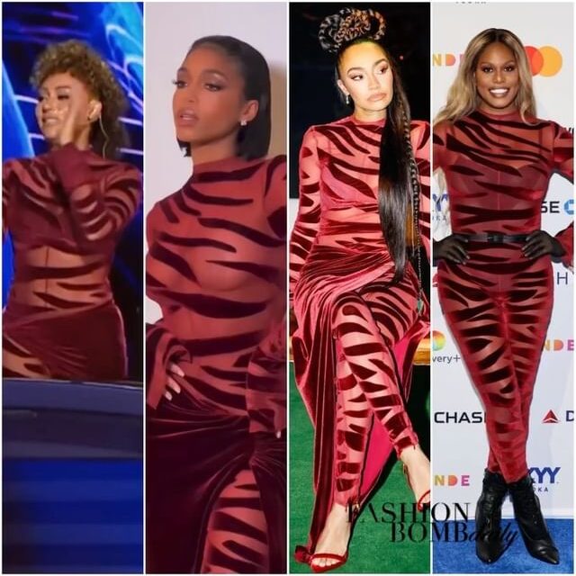 Celebs Love: Lori Harvey is the Latest Name of Many to Rock LaQuan Smith’s Burgundy Velvet Tiger Stripes As Worn by Mel B, Laverne Cox and Leigh-Anne Pinnock