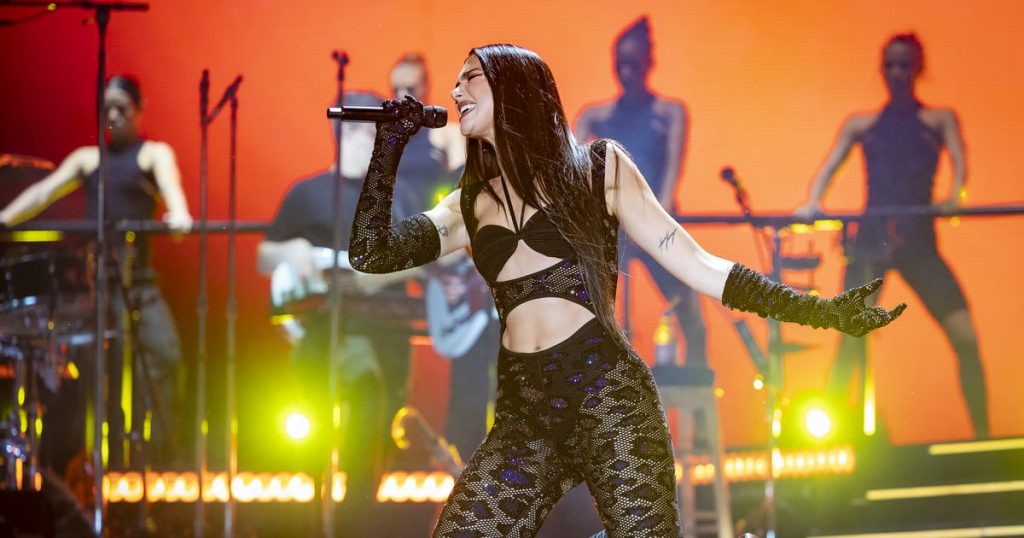 Dua Lipa Sparkled in a Cutout Bedazzled Catsuit For Her Latest Performance