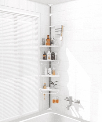 ADOVEL 4 Layer Corner Shower Caddy installed in the shower