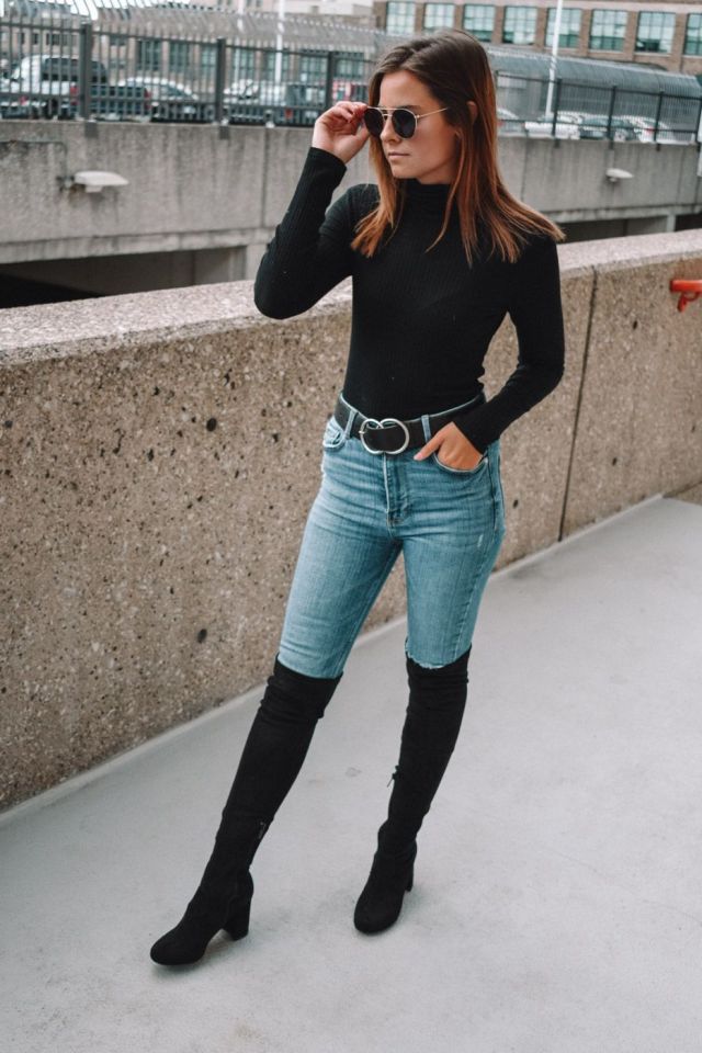 knee high boots outfit with jeans How to Wear Knee High Boots with Fabulous New Fashion Outfits