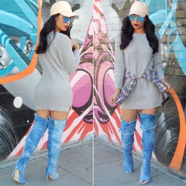 denim knee high boots outfit How to Wear Knee High Boots with Fabulous New Fashion Outfits