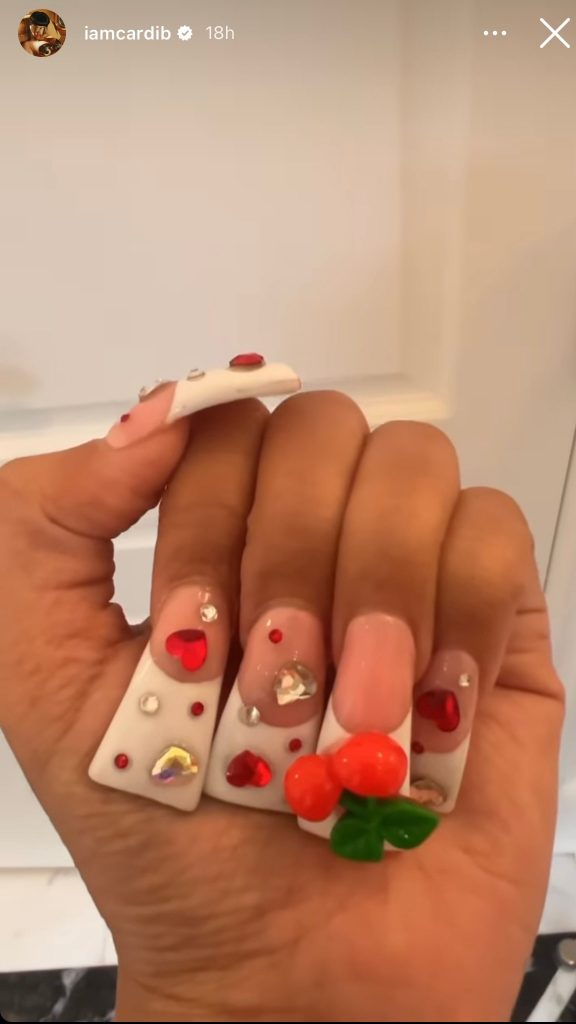 Cardi B’s Manicure Combines Two of TikTok’s Favorite Things: Duck Nails and Shirley Temples