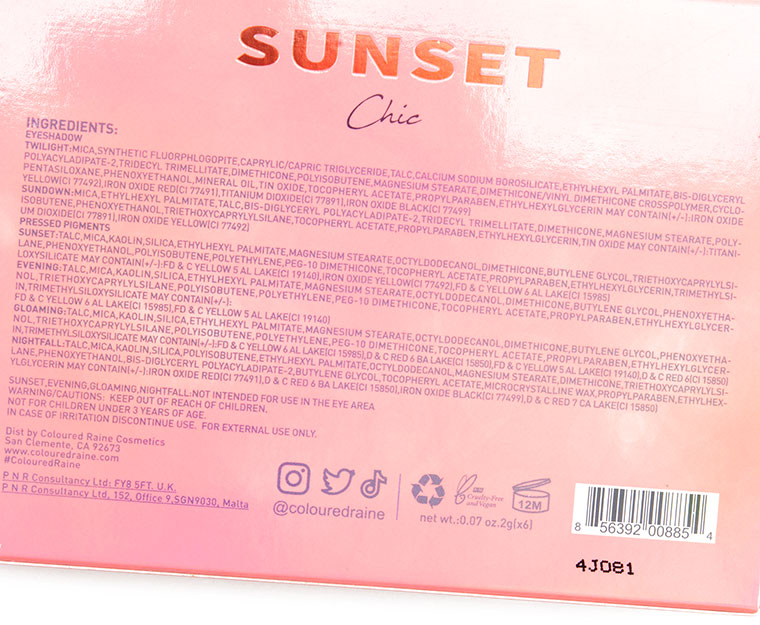 Coloured Raine Sunset Chic Eyeshadow Palette Review & Swatches