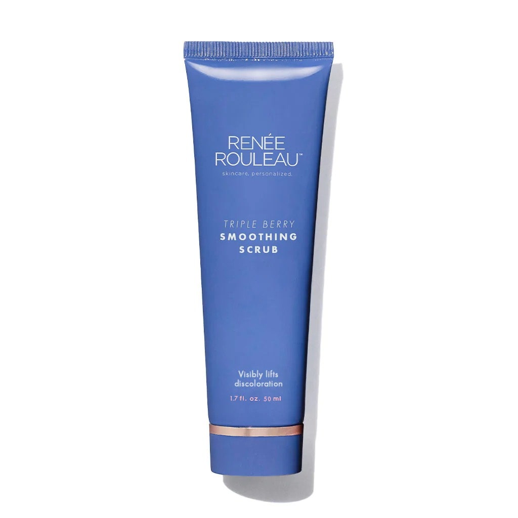 Renée Rouleau Triple Berry Smoothing Scrub blue tube on white background