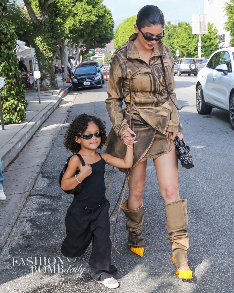 Kylie Jenner Took Daughter Stormi Webster Out on a Lunch Date Wearing Full Ottolinger and Oakley Shades